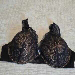 ThirdLove 24/7 Lace Contour Plunge Bra 40D Black Nude Underwire Excellent